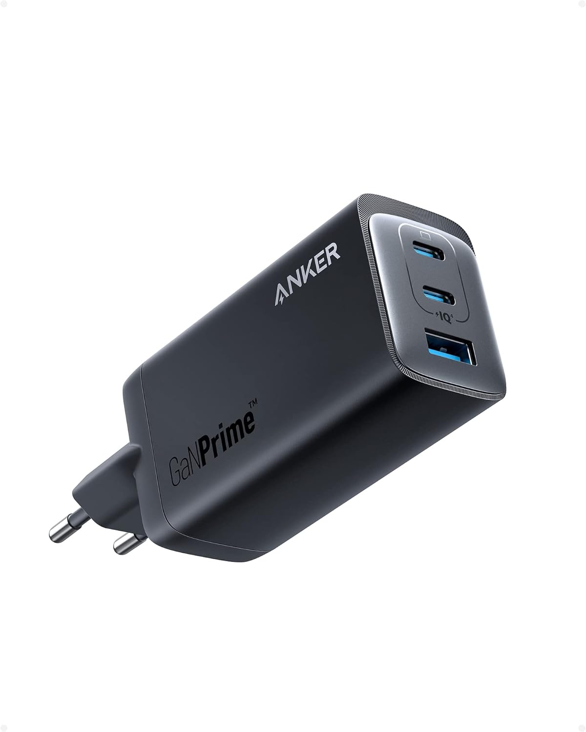Anker 737 Şarj Cihazı (GaNPrime 120W); MacBook Pro/Air, iPad Pro, Galaxy S22/S21, Dell XPS 13, Note 20/10+, iPhone 14/13 ve Daha Fazlası için 3 Bağlantı Noktalı Hızlı Kompakt Duvar Şarj Cihazı