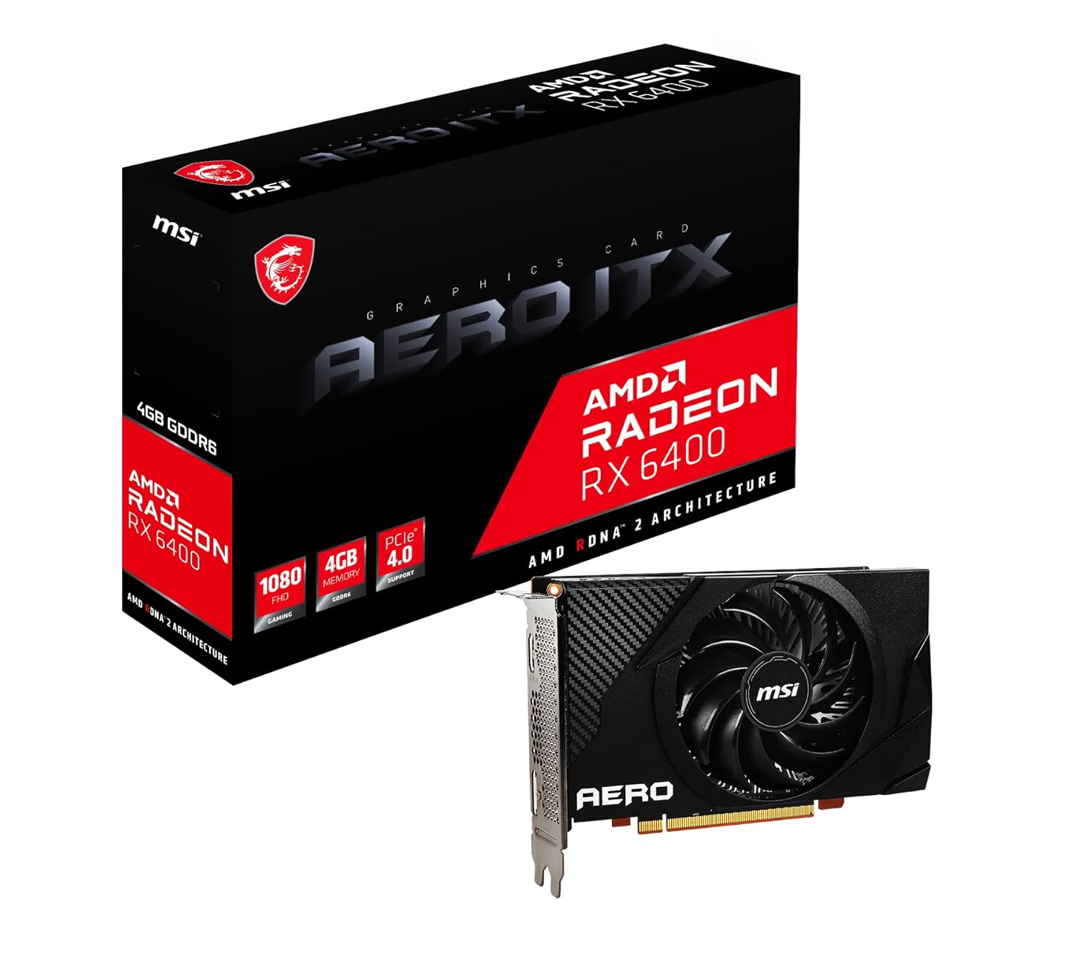 MSI VGA RADEON RX 6400 AERO ITX 4G RX6400 4GB GDDR6 64B PCIE 4.0 X4 (1XDP 1XHDMI) Ekran Kartı