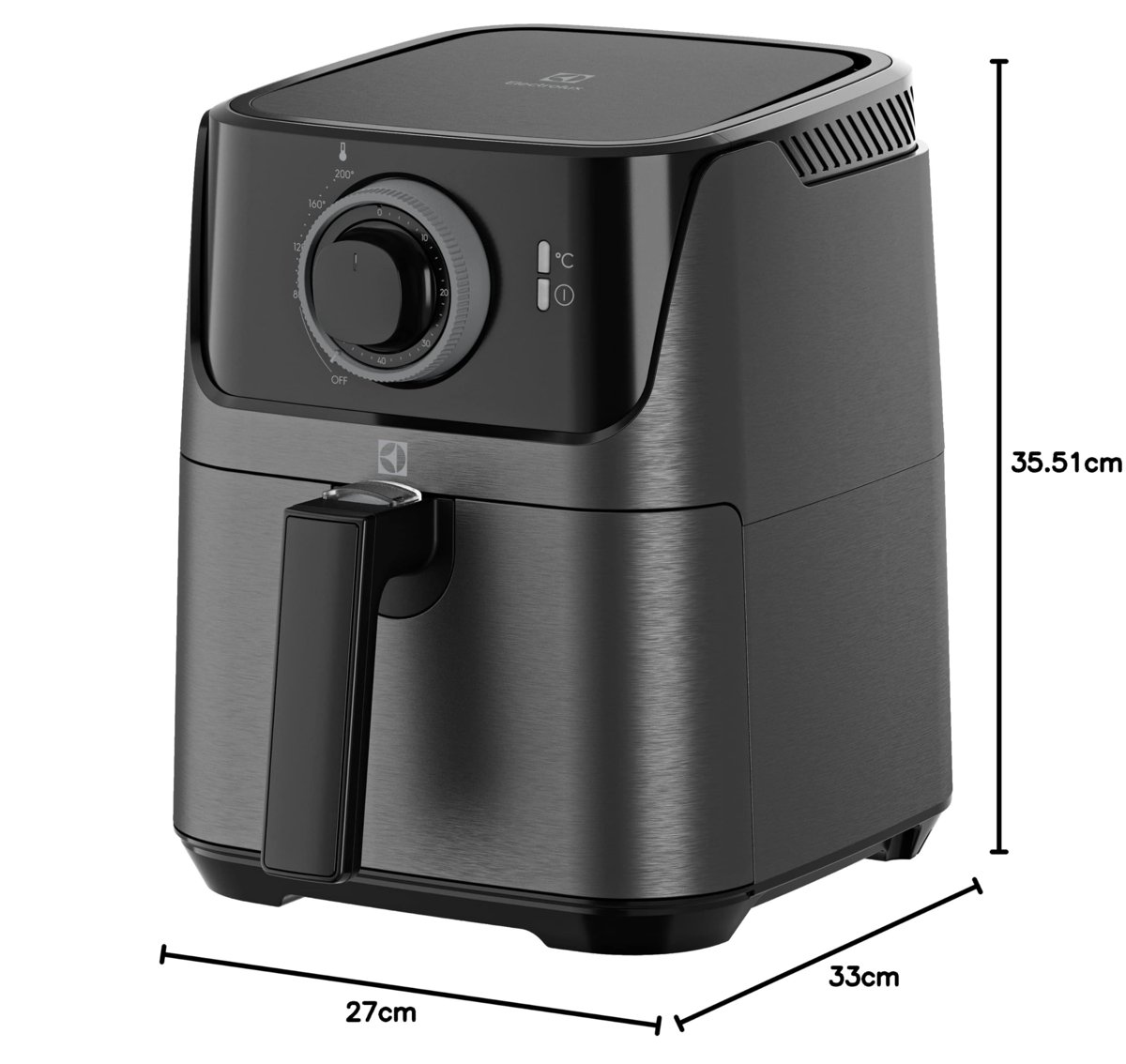 Electrolux E5AF1-4GB Create 5 Airfryer Granit Siyah 3.5 Litre Sepet Kapasiteli, 2.5 Litre Kızartma Kapasiteli, 1350W, 60 Dakikalık Zamanlayıcılı