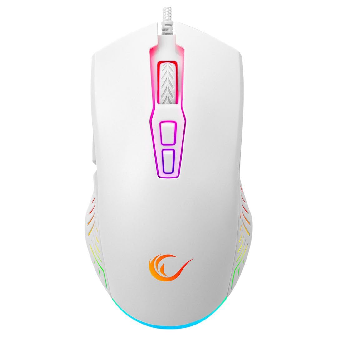 Rampage 7D Makrolu Beyaz Gaming Oyuncu Mouse - Full RGB 7200DPI - Drag Click Desteği - Hızlı - Ergonomik - 24 Ay Garanti - 20g/s - 60 inç/s IPS - 125Hz - 135g - SMX-G68 SPEAR