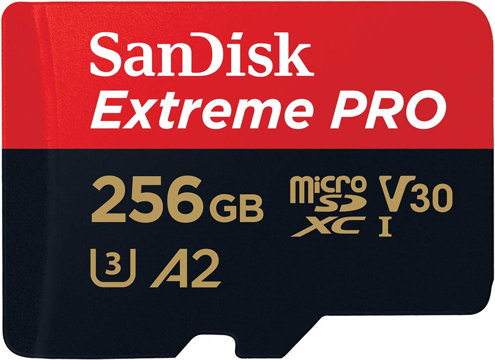 SanDisk 256 GB Extreme PRO microSDXC kartı + SD adaptörü + RescuePRO Deluxe, 200 MB/sn'ye kadar, A2 App Performance, UHS-I, Class 10, U3, V30