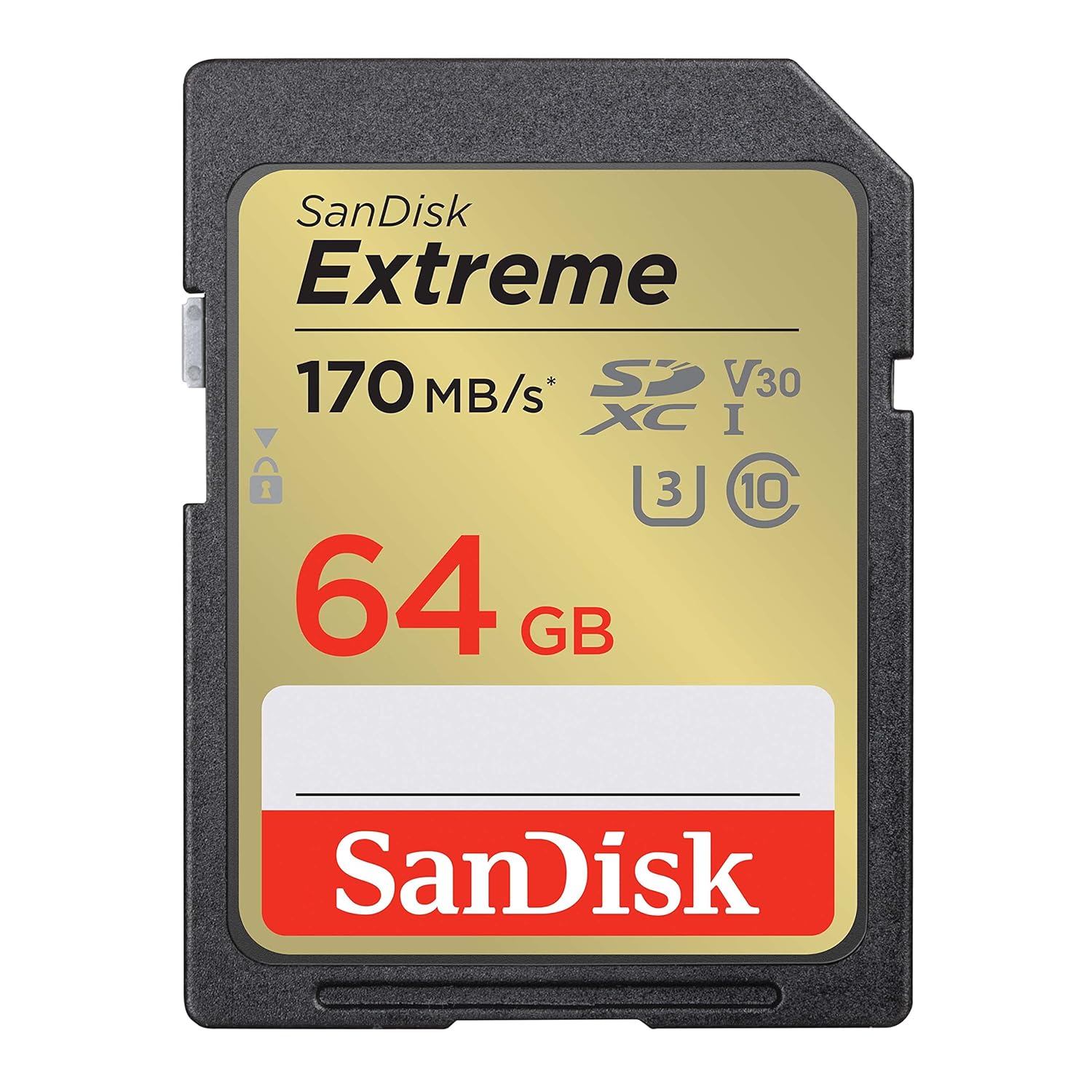 SanDisk Extreme SDXC UHS-I hafıza kartı 64 GB (V30, 170 MB/s aktarım, U3, 4K UHD videolar, SanDisk QuickFlow teknolojisi, su geçirmez, darbeye dayanıklı, ısıya dayanıklı)