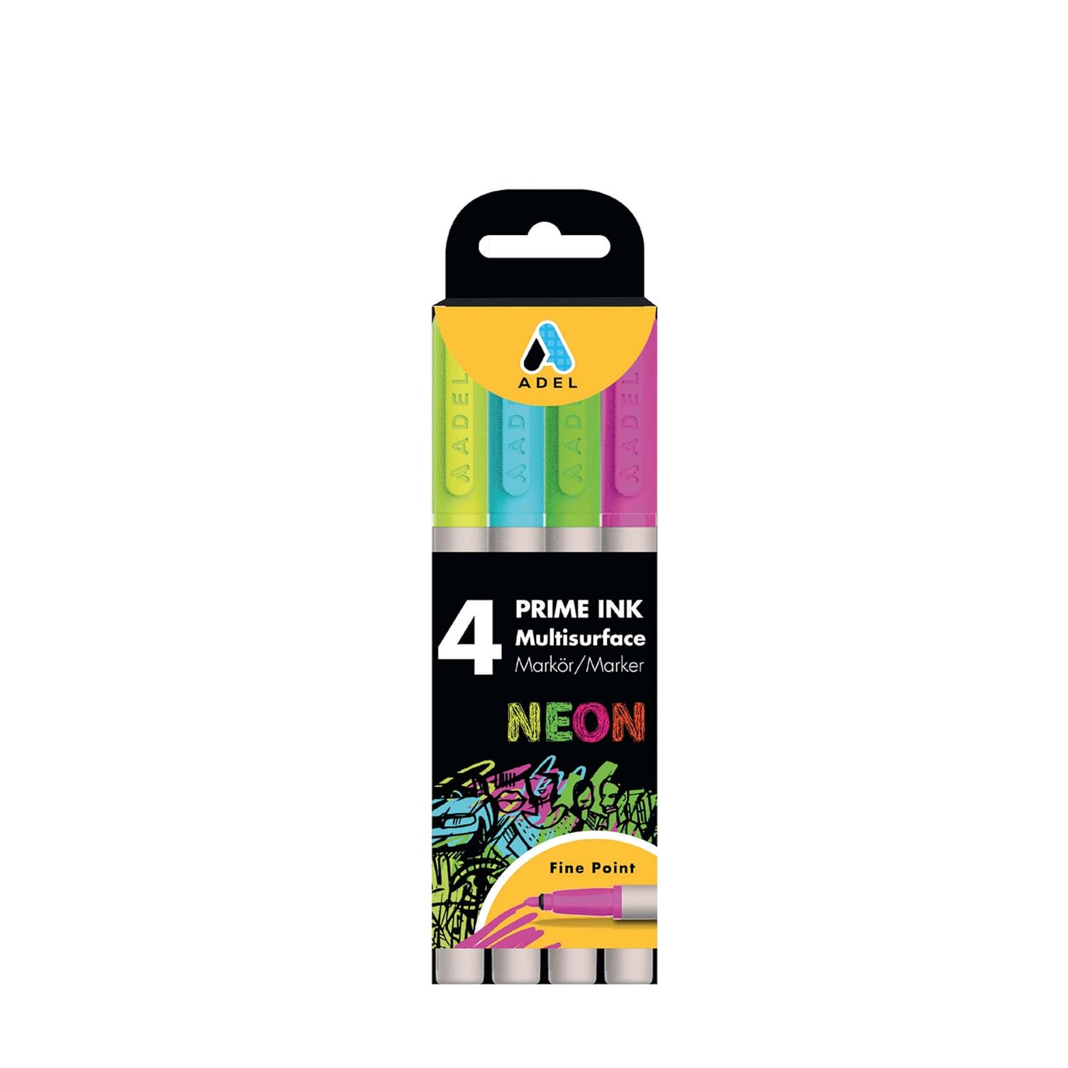 ADEL Prime Ink Multisurface 4'lü Neon Markör