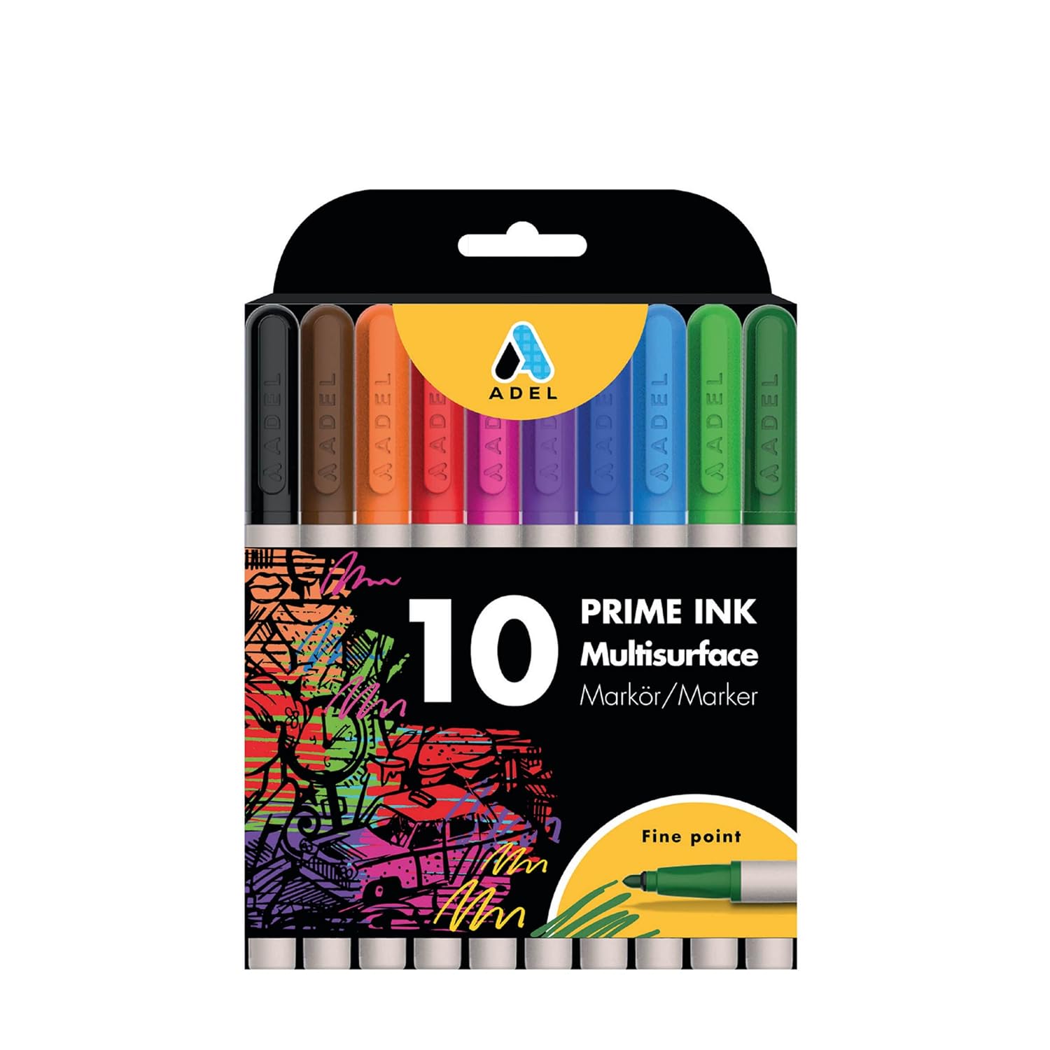 ADEL Prime Ink Multisurface 10'lu Klasik Markör