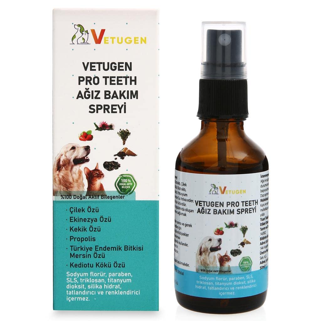 VETUGEN%100 DOĞAL AKTİF BİLEŞENLİ KEDİ VE KÖPEK AĞIZ BAKIM SPREYİ (DAMLALIK İLAVELİ)
