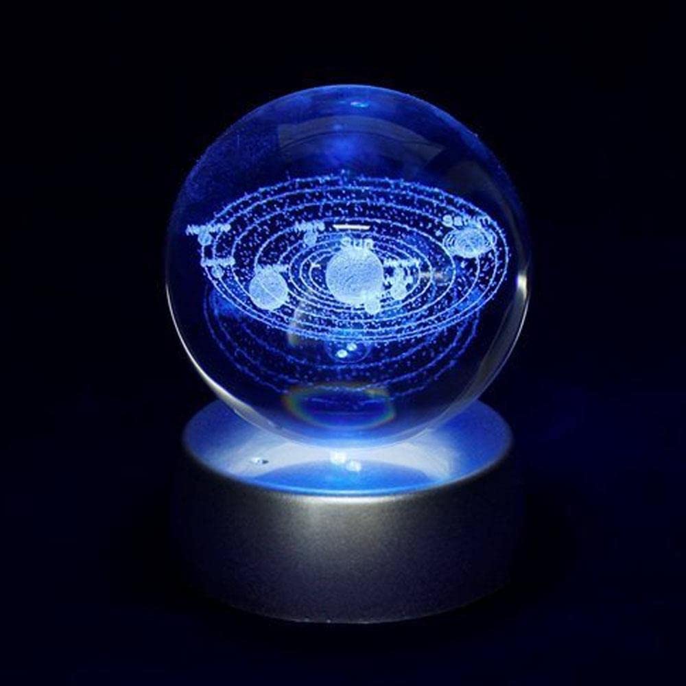 3D Işıklı Gezegen Cam Küre Dekoratif Hediyelik