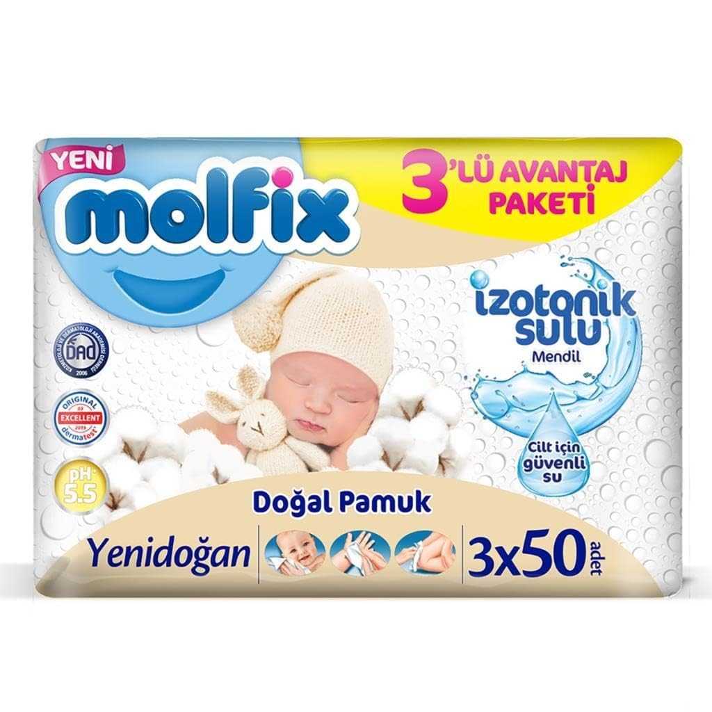 Molfix Yenidoğan İzotonik Sulu Islak Havlu 150 Yaprak