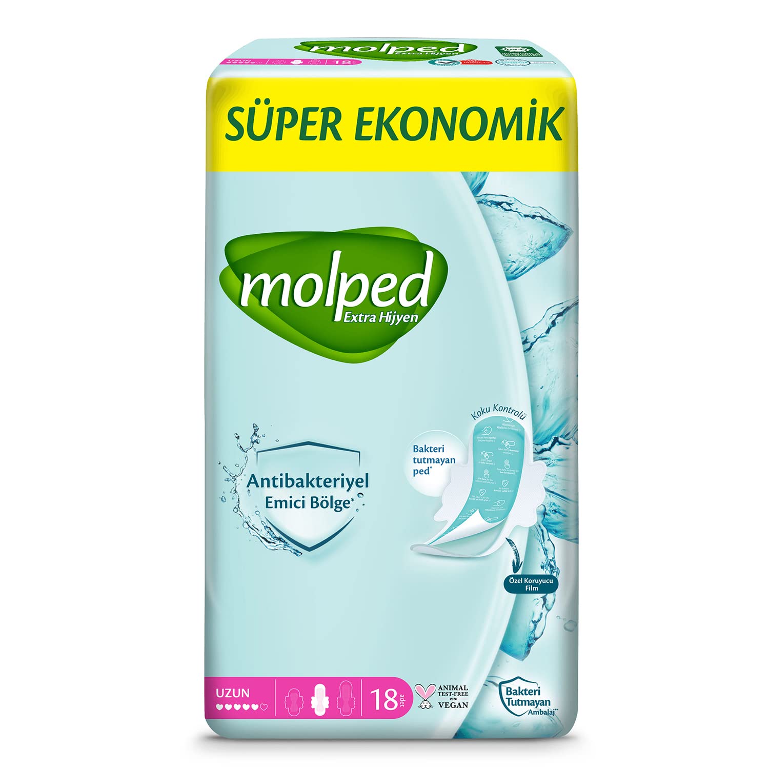 Molped Ultra Hijyenik Ped Ekstra Hijyen Uzun Süper Ekonomik 18 Adet