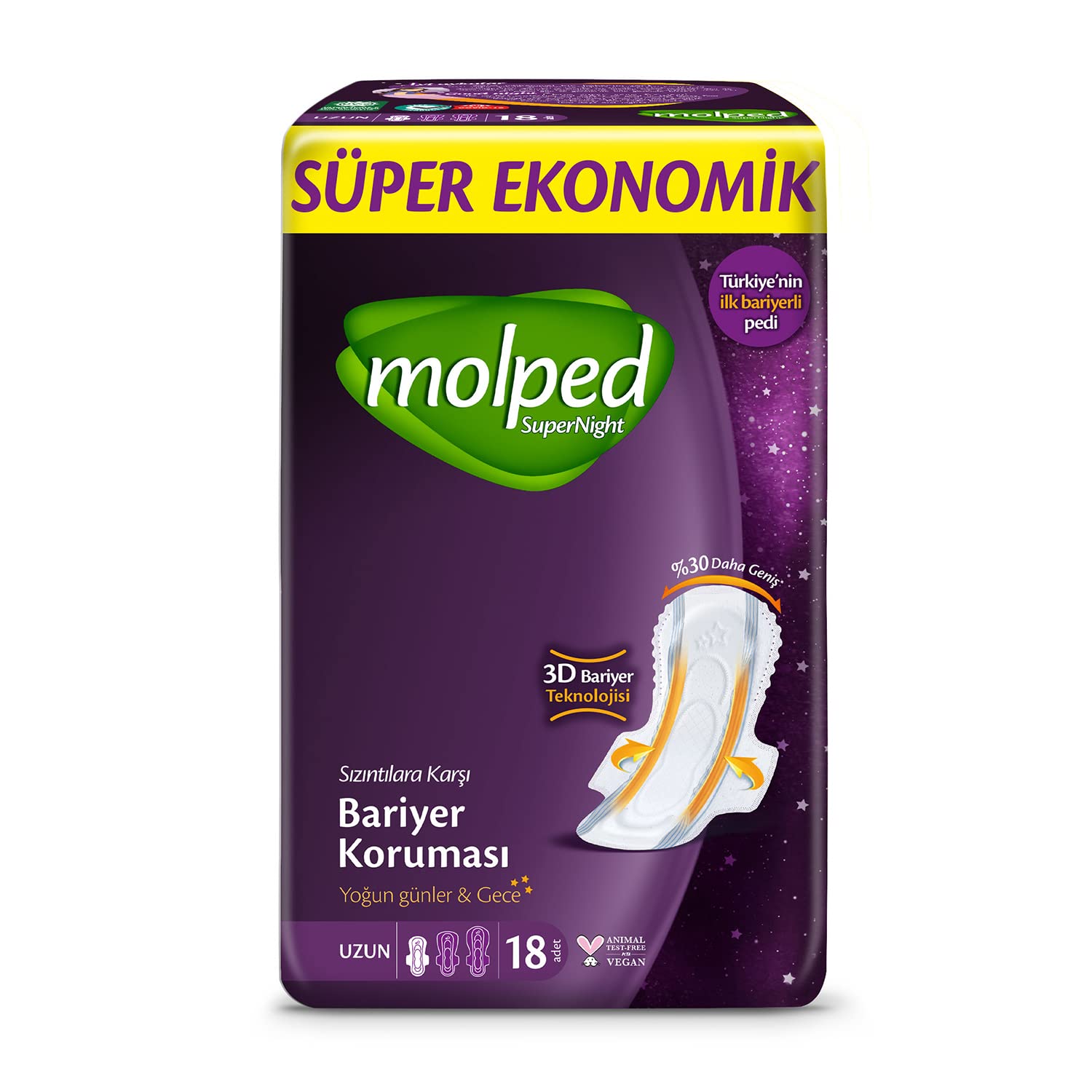 Molped Supernight Ultra Hijyenik Ped Uzun Süper Ekonomik 18 Adet
