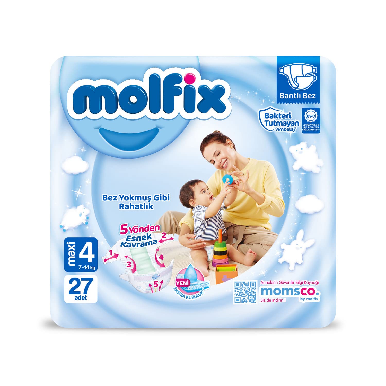 Molfix Bebek Bezi 3D Maxi 4 Beden İkiz 27 Adet, Çok renkli