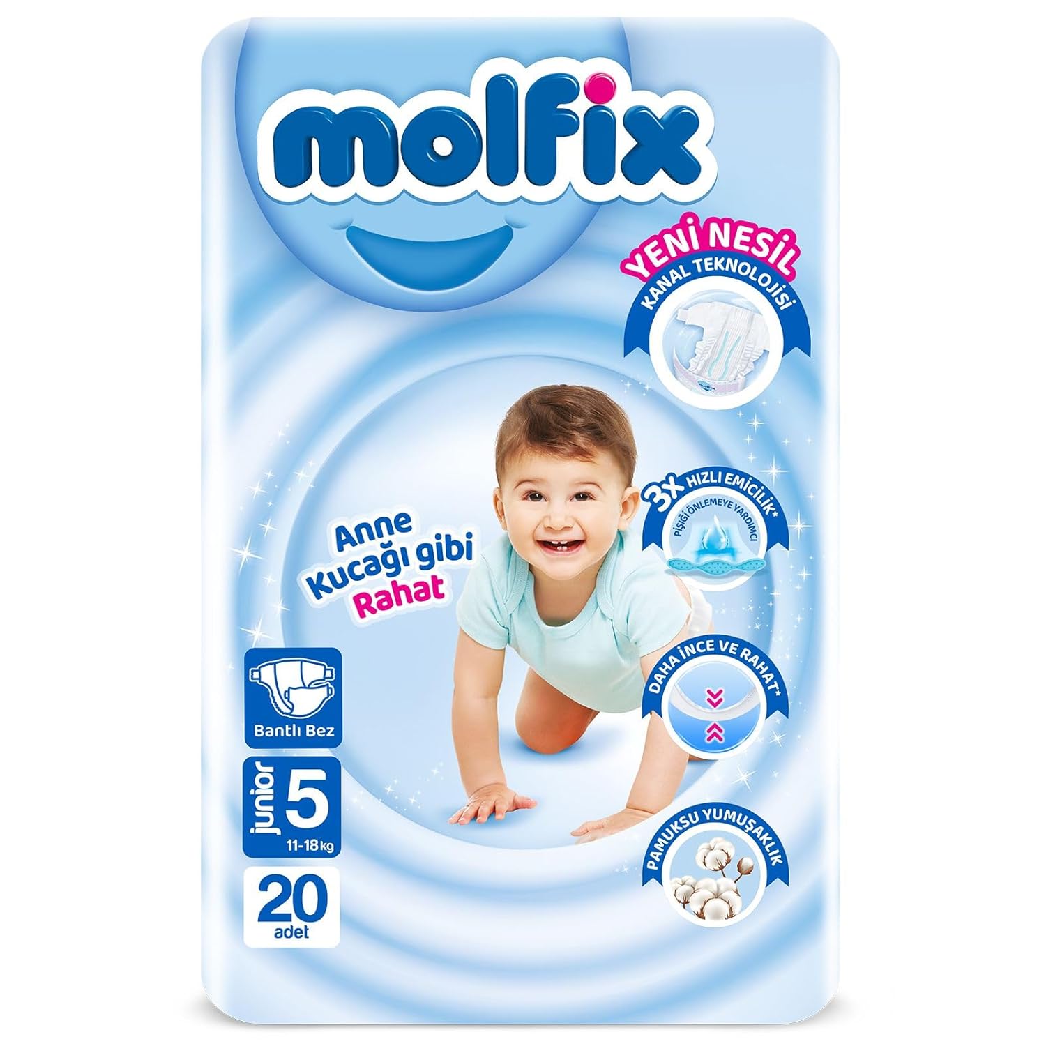 Molfix 5 Beden Junior bantlı Bez (1 x 20 Adet)