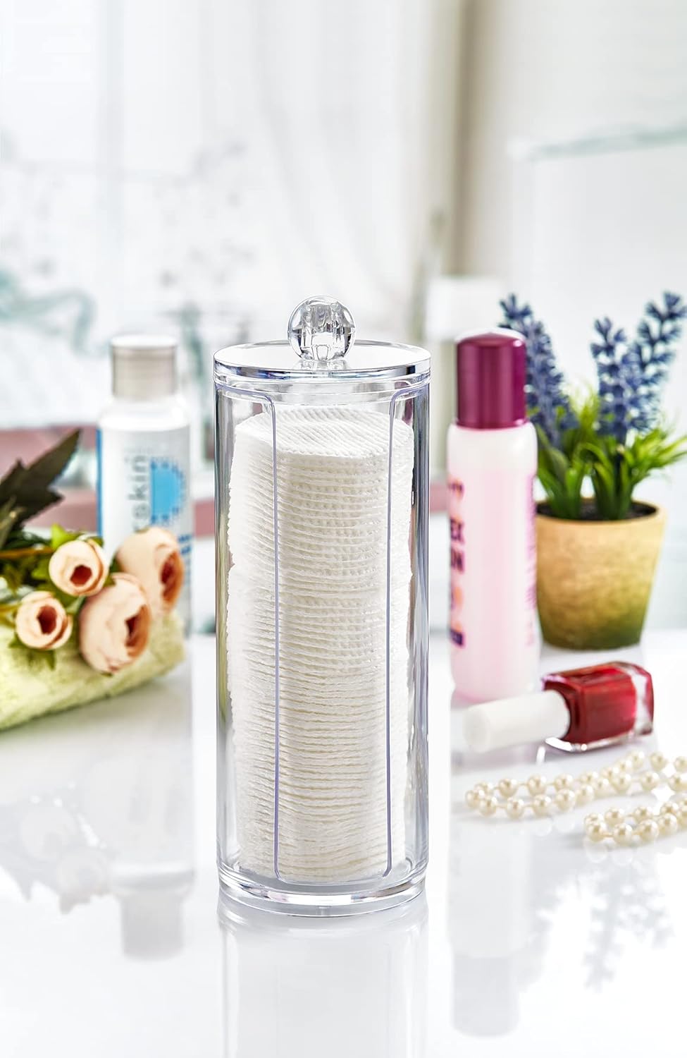 Deconox Akrilik Disk Makyaj Pamukluğu Organizeri, Akrilik Pamukluk, Makyaj Pamuğu Organizeri