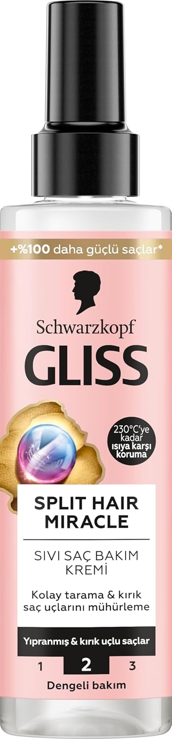 Gliss Split Hair Miracle Kırık Uçları Mühürleyen Sıvı Saç Bakım Kremi - İyonik Kompleks ve Üzüm Çekirdeği Yağı ile 200 ml