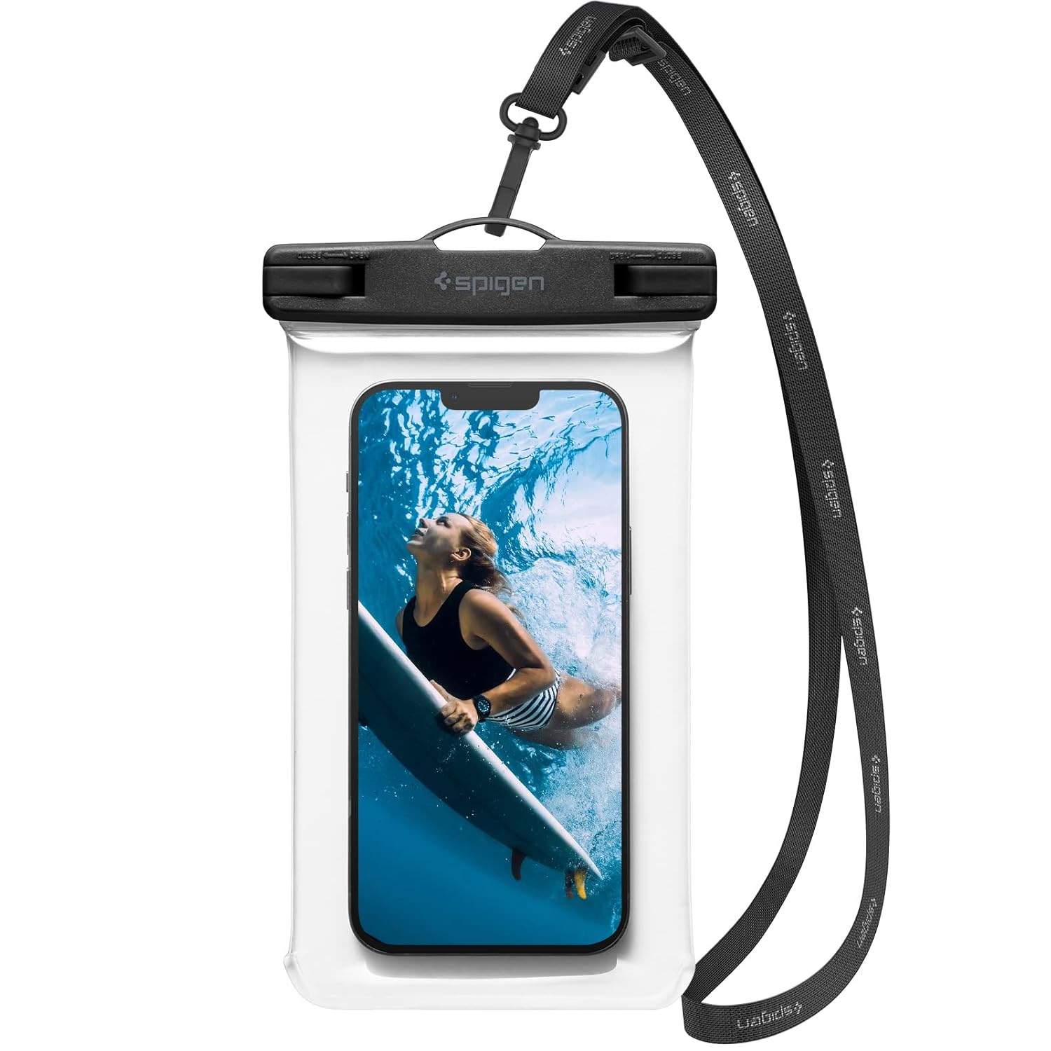 Spigen Aqua Shield WaterProof (Tüm Cihazlarla Uyumlu) IPX8 Sertifikalı Su Geçirmez (Havuz & Deniz için Kılıf) A601 Crystal Clear - AMP04526