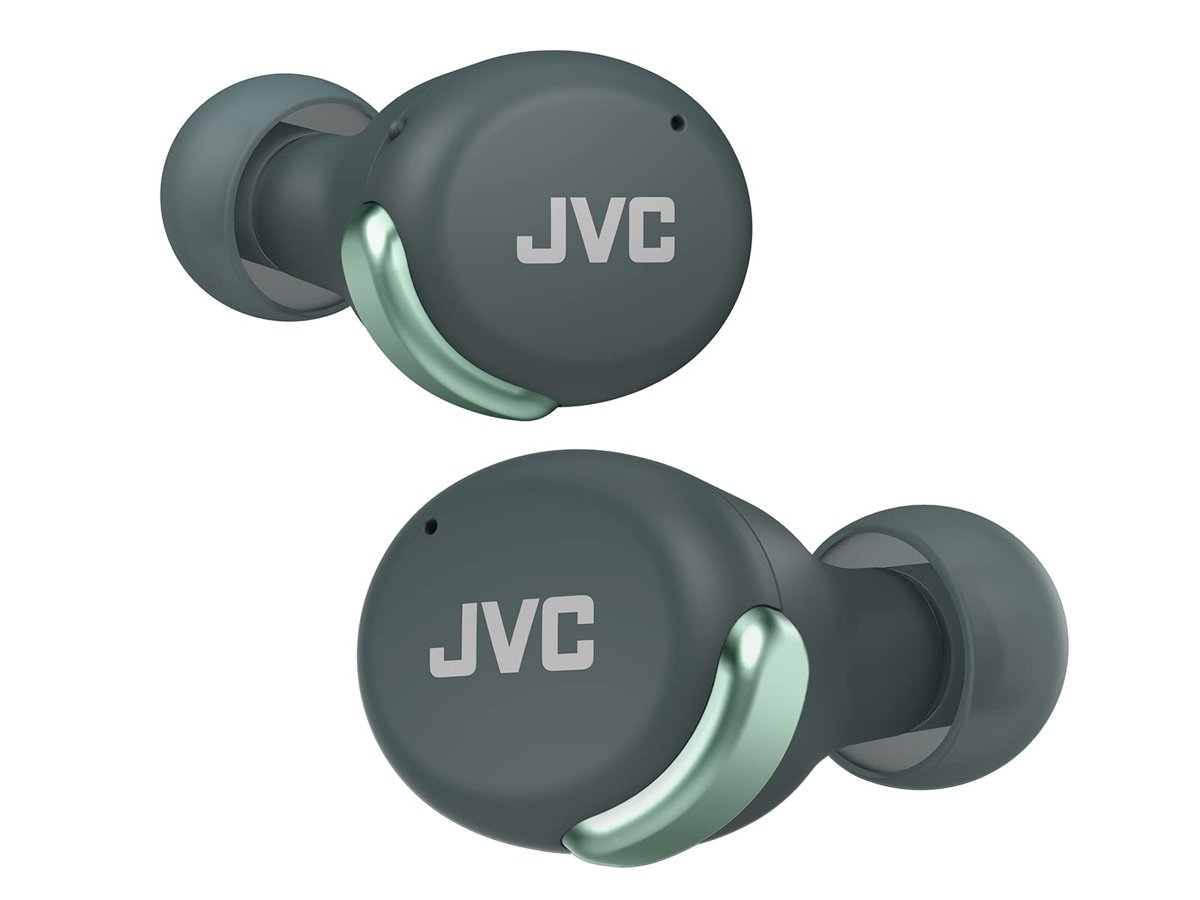 JVC HA-Z330T-G kompakt gerçek kablosuz kulaklık, aktif gürültü önleme, düşük ağırlık, şık tasarım, BT 5.2, su geçirmez (IPX4), 21 saat çalma süresi, oyunlar için düşük gecikme modu, (yeşil)