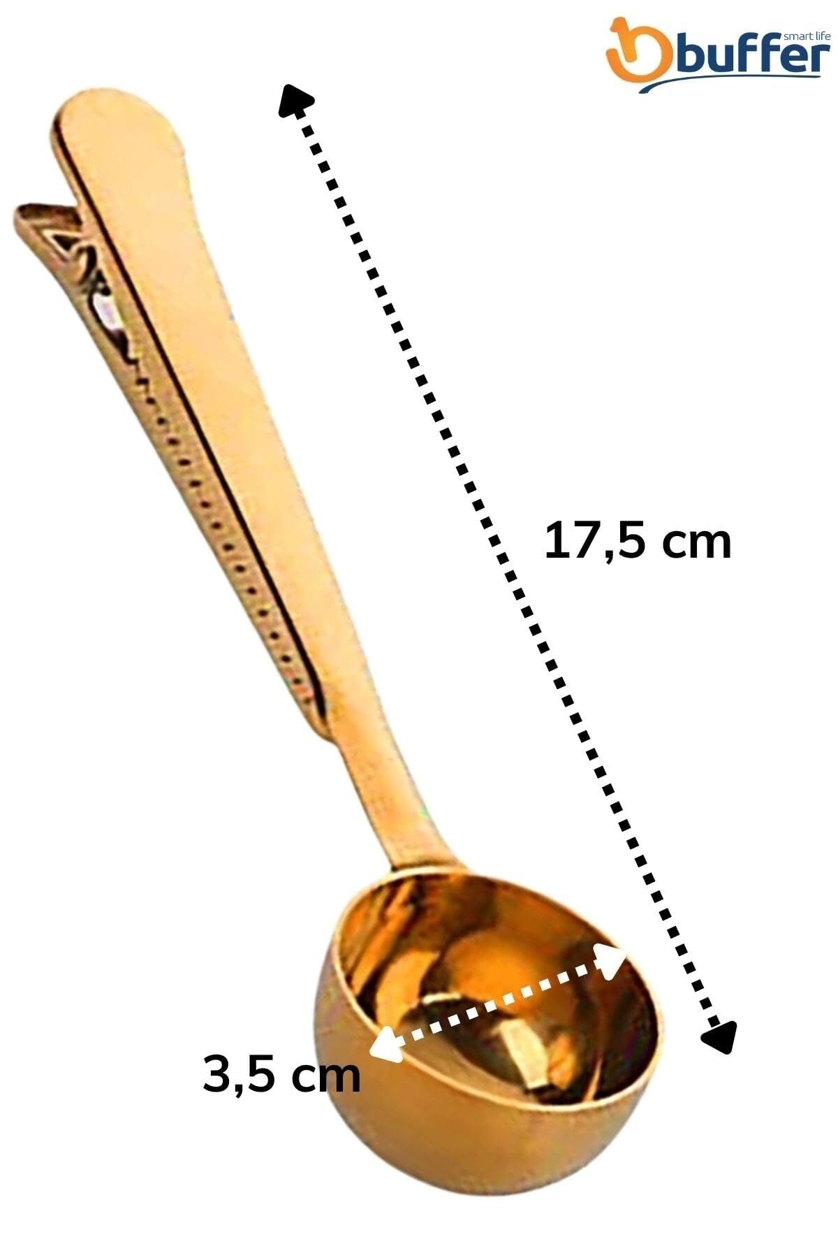BUFFER® Mandallı Kahve Ölçü Kaşığı Gold Çok Fonksiyonlu Paslanmaz Çelik Kaşık