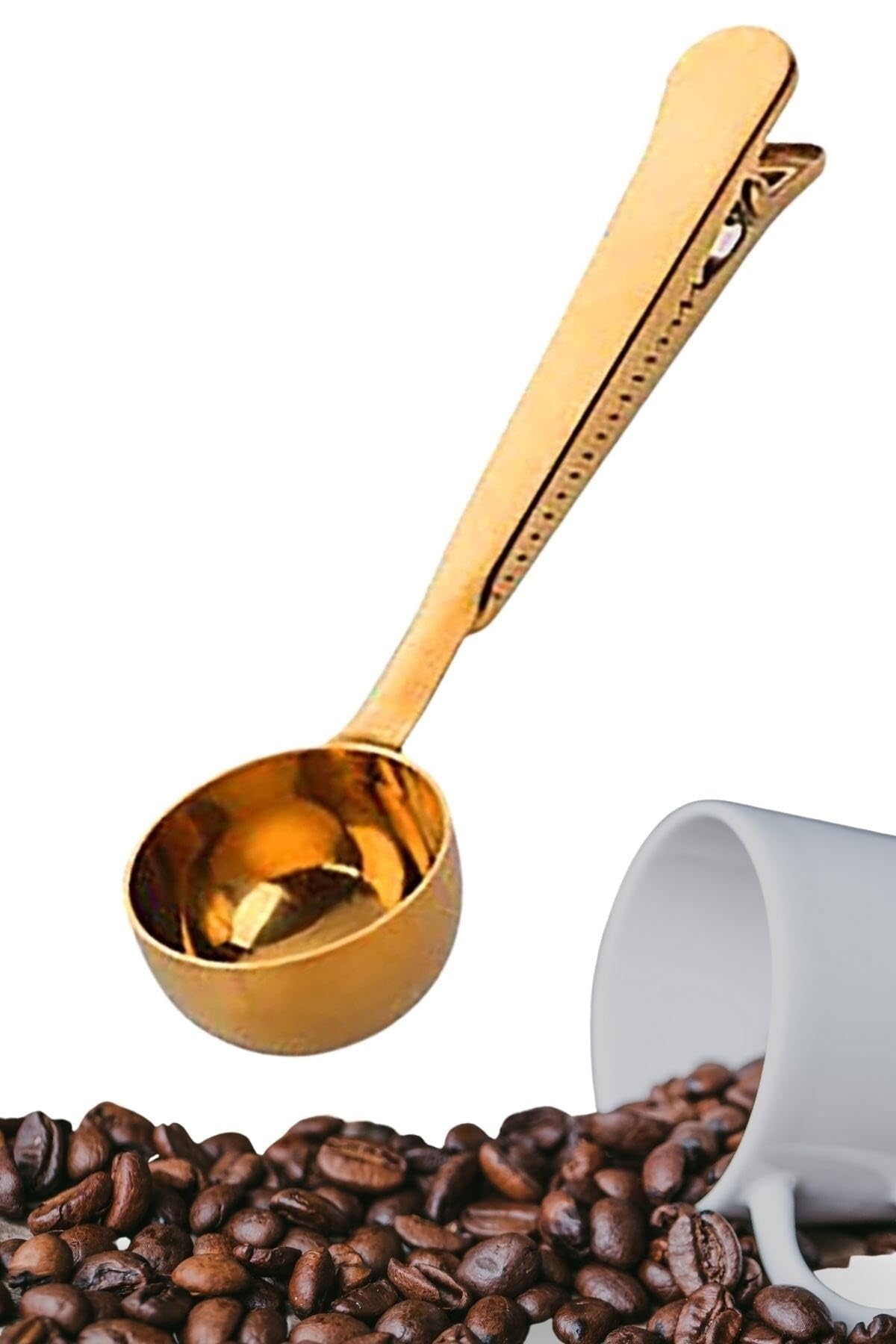 BUFFER® Mandallı Kahve Ölçü Kaşığı Gold Çok Fonksiyonlu Paslanmaz Çelik Kaşık