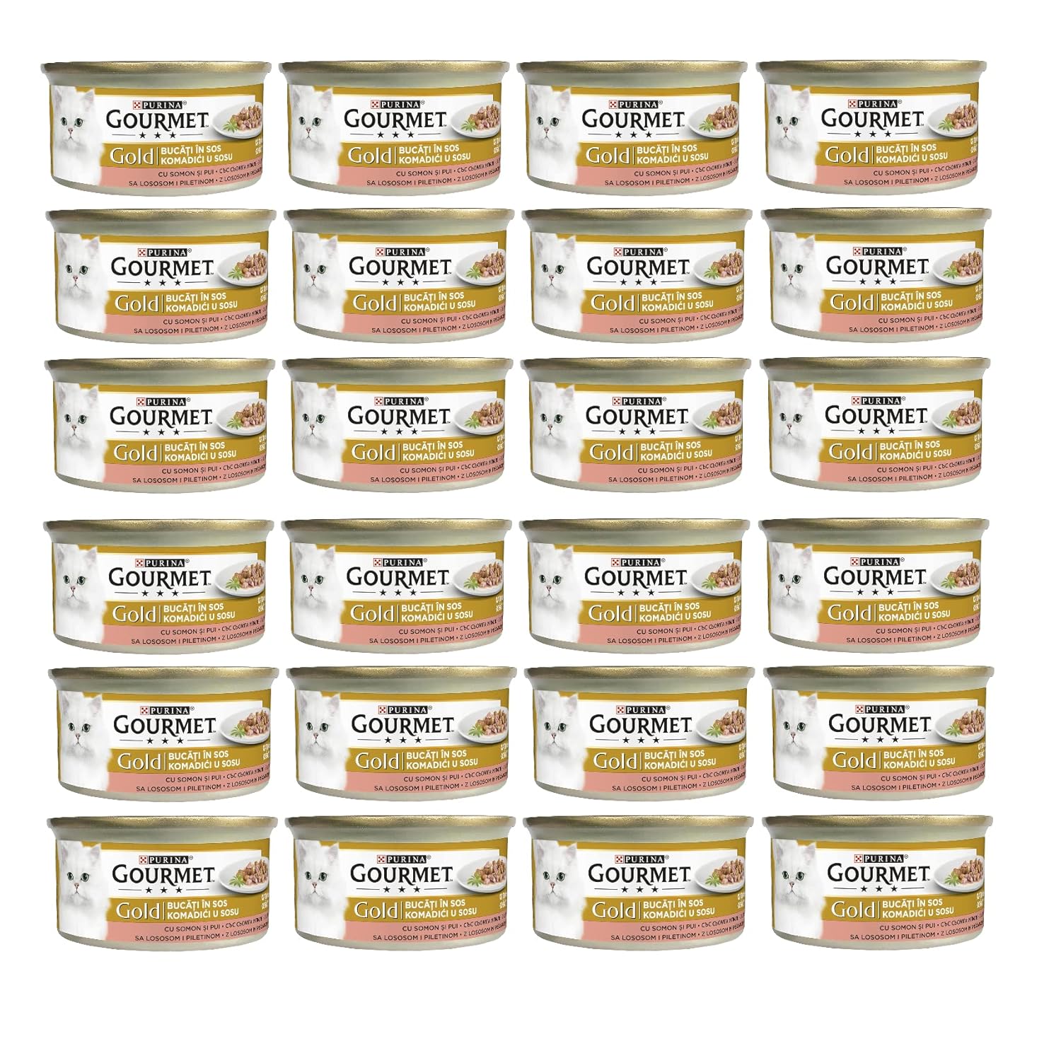 Gourmet Gold Parça Etli Soslu Somonlu ve Tavuklu Kedi Konservesi 85 Gr x 24 Adet