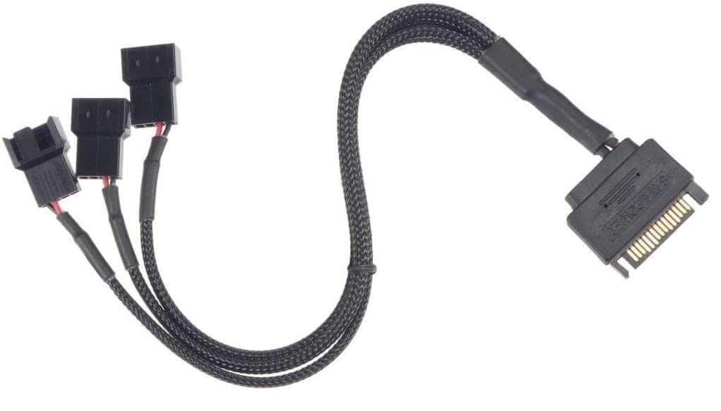 PrimeX Plus PX-4597 PSU Sata Power To Fan Çevirici 3 Port Y Pin Pwm Çoklayıcı Splitter Fan Kablosu