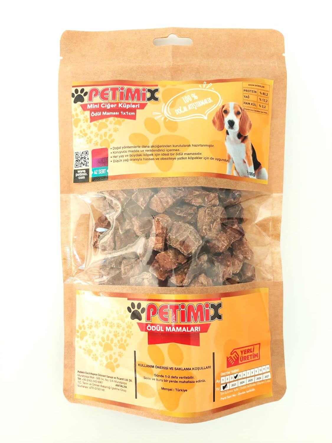 Petimix Mini Ciğer Küpleri 100g Köpek Ödül Maması
