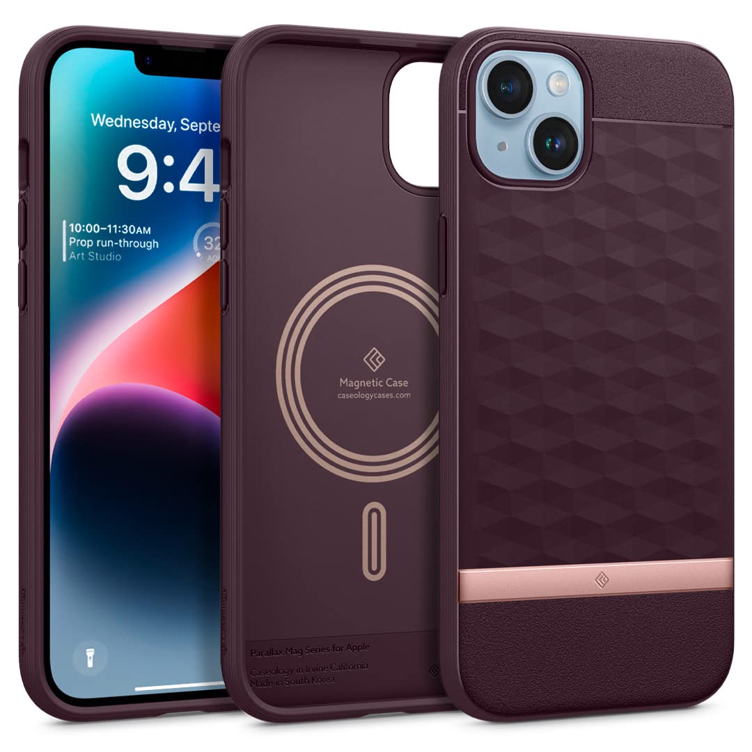 Spigen Caseology iPhone 14 Plus ile uyumlu Kılıf Parallax Mag MagSafe özellikli Burgundy - ACS04929