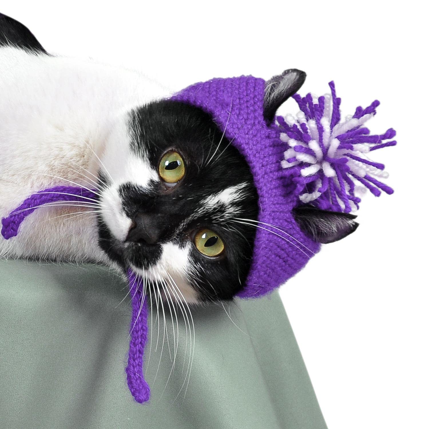 X-Perk Örme Kedi Şapkası Mor Renk Yılbaşı Şapkası