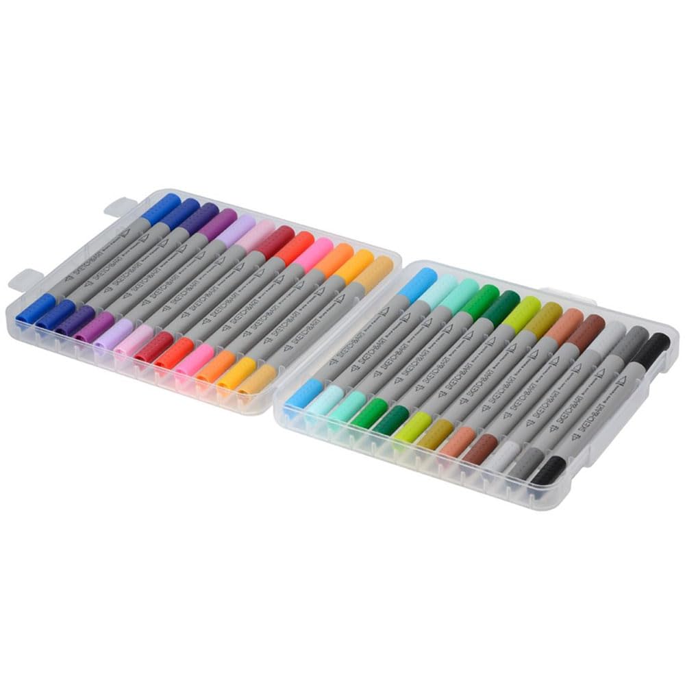 Bruno Visconti sketch & Art Çift Taraflı Brush-Fine Kalem Seti 24 Renk