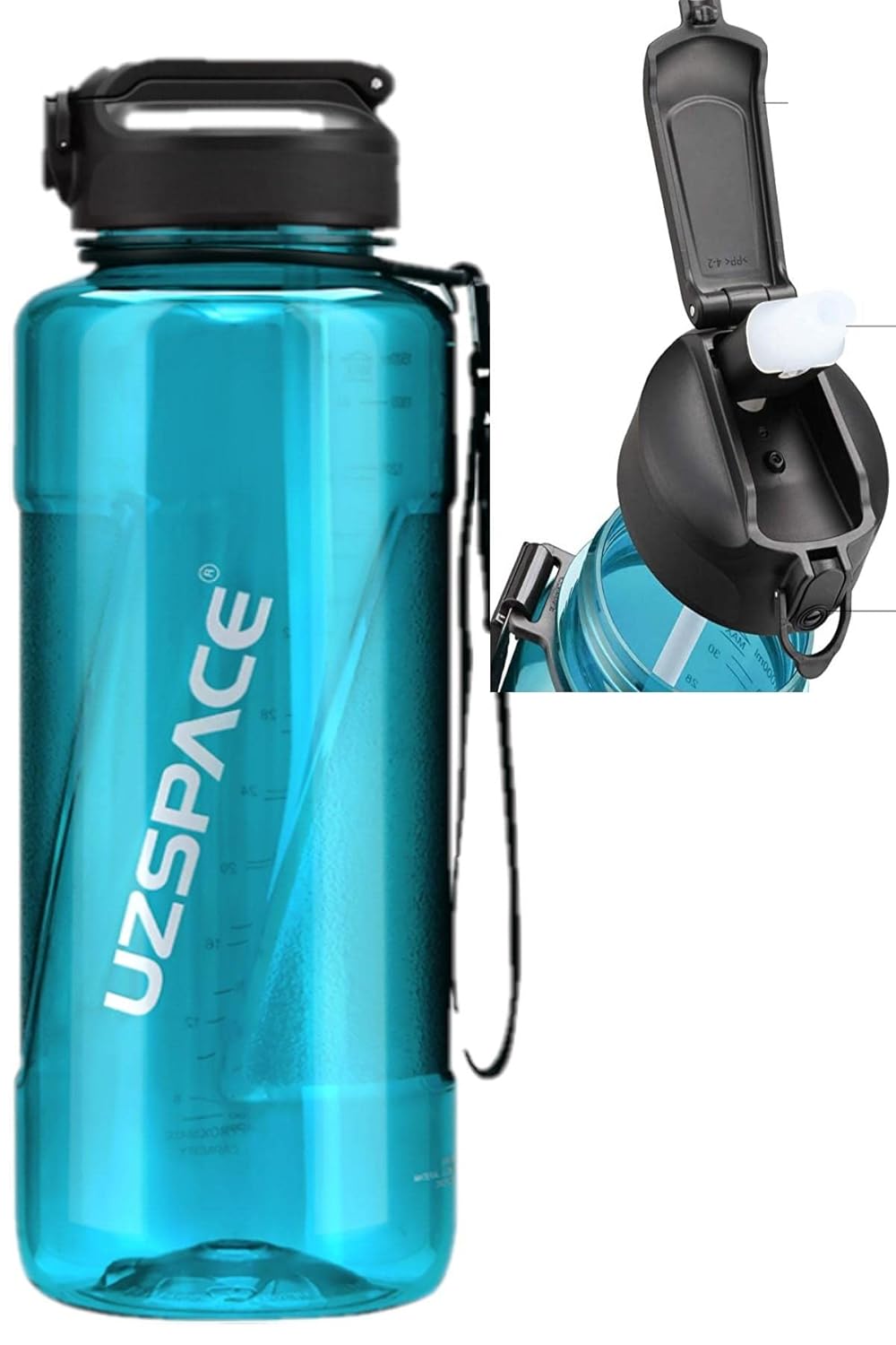 Uzspace FiftyFifty PİPETLİ MEGA BOY 1500ml Tritan Su Matarası Turkuaz