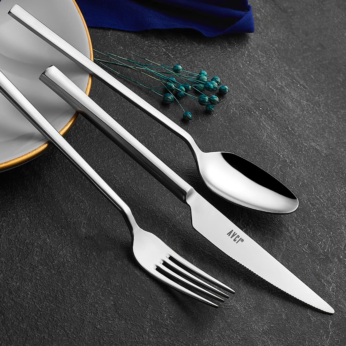 AVCI Klas 60 Parça Çatal Kaşık Bıçak Takımı 18/10 Paslanmaz Çelik (Bıçaklı)