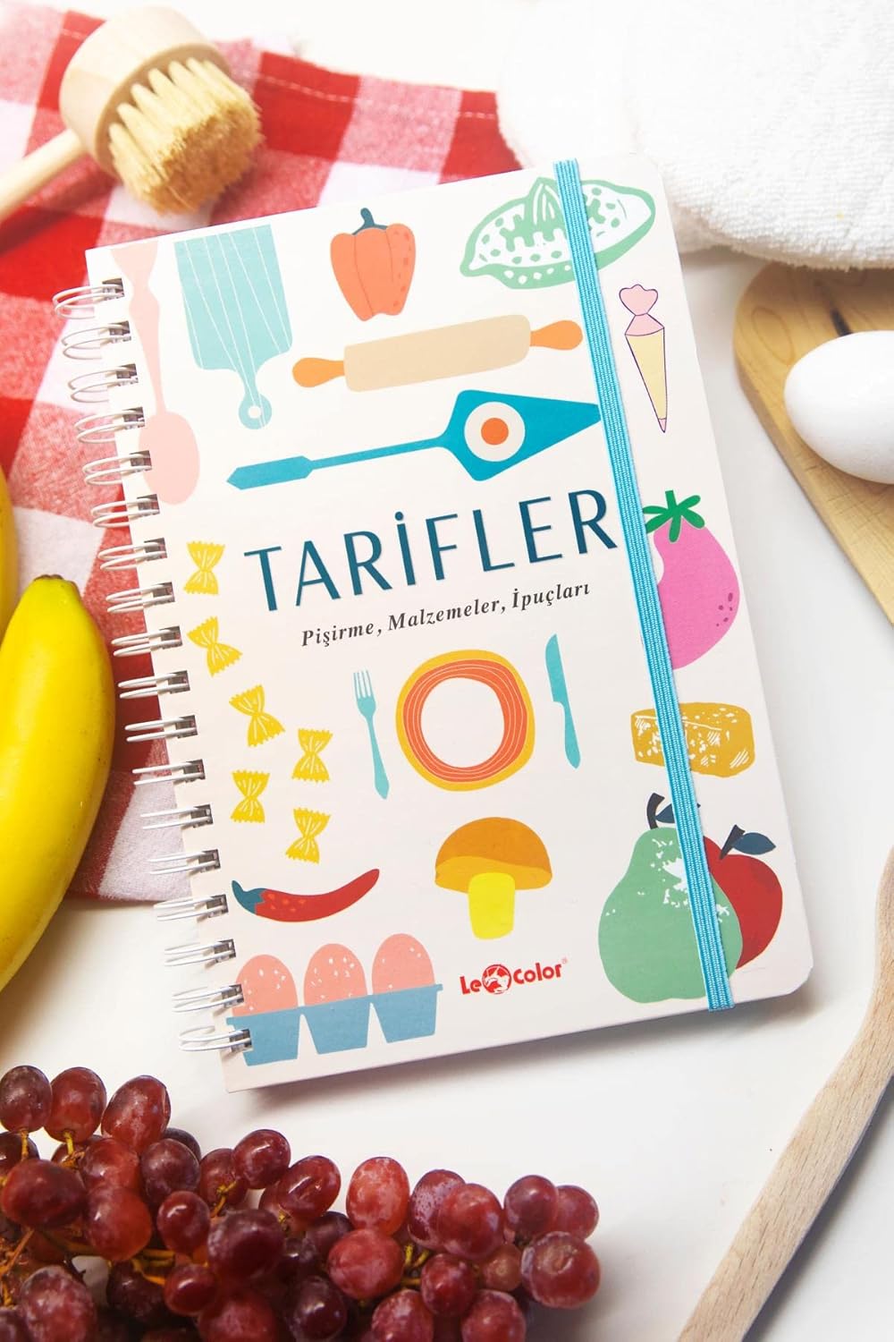 LE COLOR Yemek Tarif Defteri Görselli Spiralli Bej