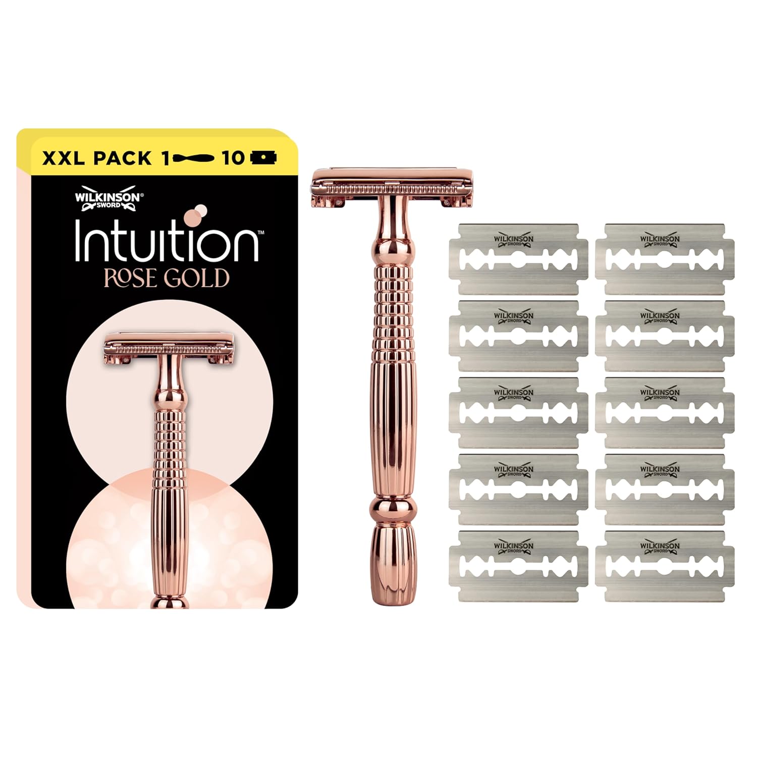 Wilkinson Sword Intuition Rose Gold tıraş bıçağı kadınlar için – kelebek ağızlı plastik içermeyen tıraş