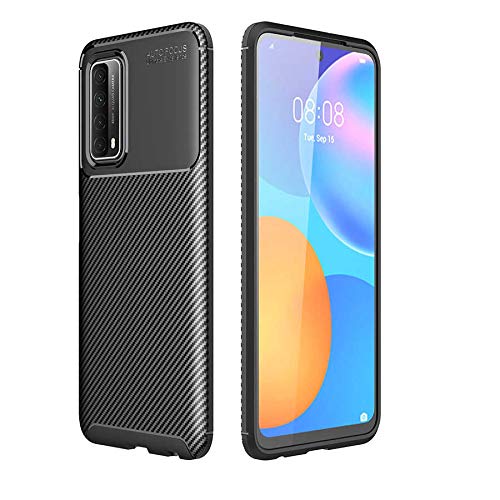 Cupcase®Huawei P Smart 2021 Uyumlu Kılıf Karbon Görünümlü Esnek Silikon Ultra Sağlam Kapak - Siyah