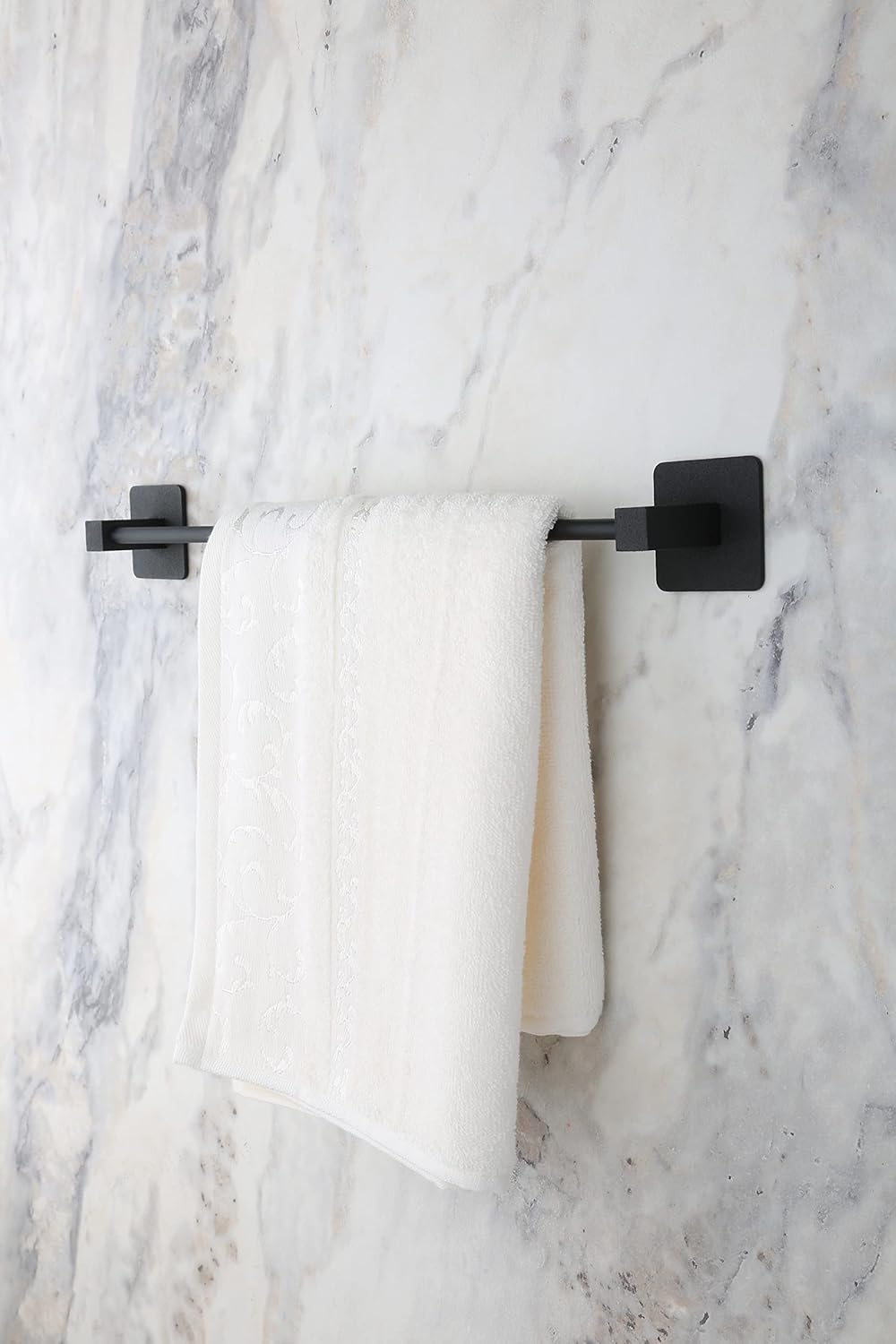 Alper Banyo Yapışkanlı Siyah Kare Uzun Havluluk Havlu Askısı