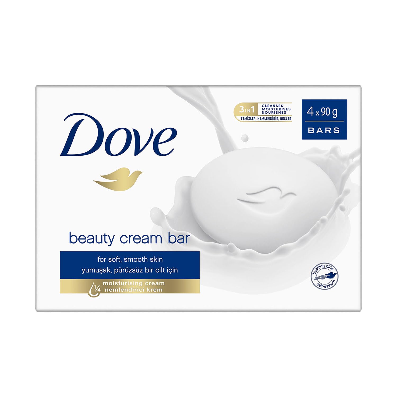Dove Beauty Cream Bar Katı Güzellik Sabunu Original Nemlendirici Etkili, 4x90 g