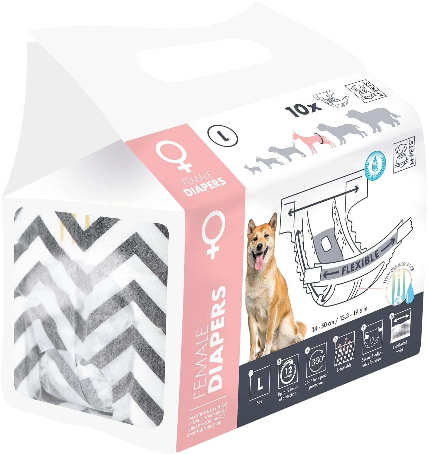 M-Pets Diapers Dişi Köpekler İçin Külot L 10'lu