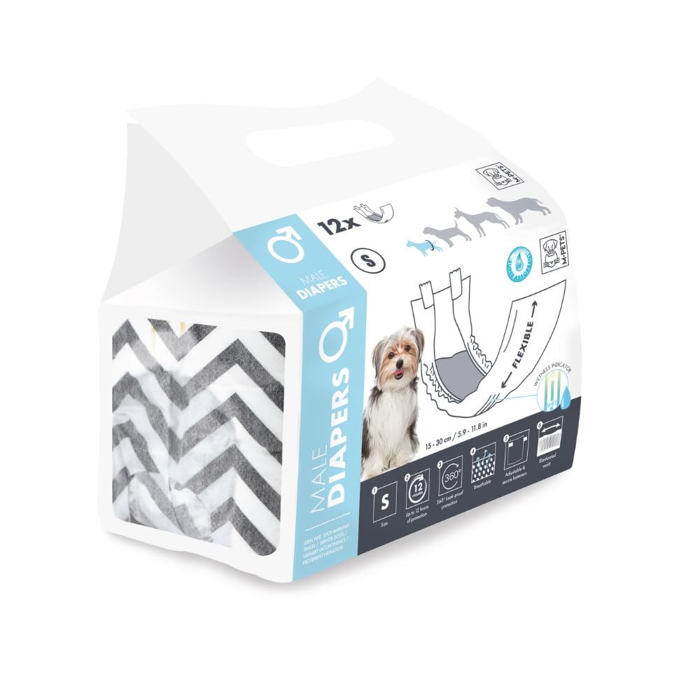 M-PETS DIAPERS ERKEK KÖPEKLER İÇİN KÜLOT (S) 12Lİ
