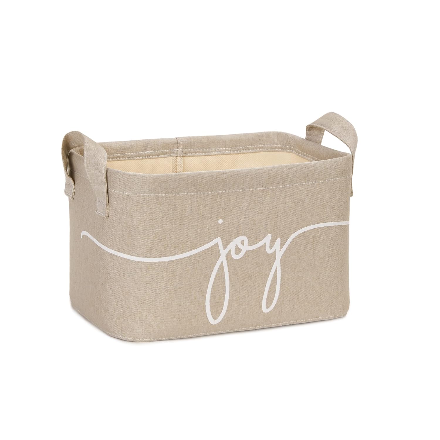 Ocean Home Textile Bej Joy Baskılı Dikdörtgen Sepet //24x17x14