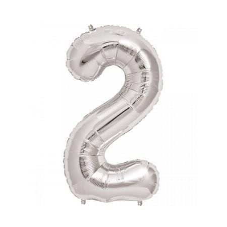 Benim Marifetlerim - 2 Rakamı Gümüş Folyo Balon 16 inch 40 cm
