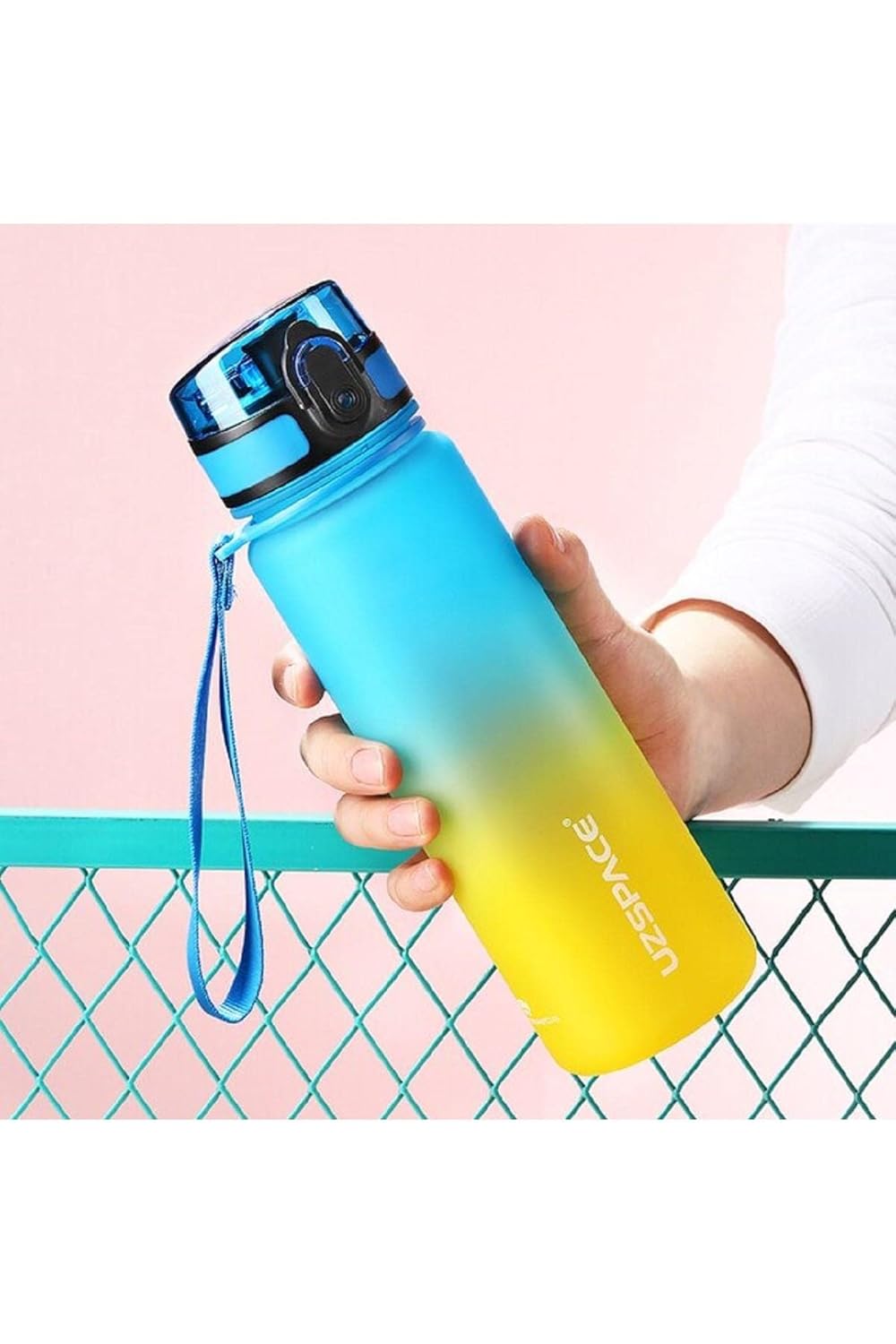 Uzspace FiftyFifty 500ml Çift Renk Softtouch FF Collection Tritan Su Matarası Sarı-Lacivert