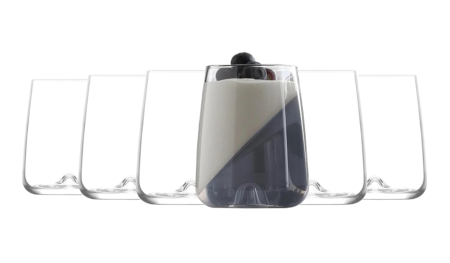 UNISHOP Su ve alkollü içecekler için 6 bardaklı set, 360 ml düz cam bardak, bulaşık makinesinde yıkanabilir