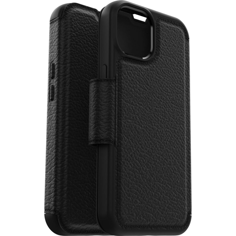 OtterBox iPhone 16e, iPhone 14 Strada Kılıf, Darbeye Dayanıklı, Düşmeye Dayanıklı, İki Kart Tutuculu Birinci Sınıf Deri Folyo, Askeri Standartlara Göre 3 Kez Test Edilmiştir, Siyah