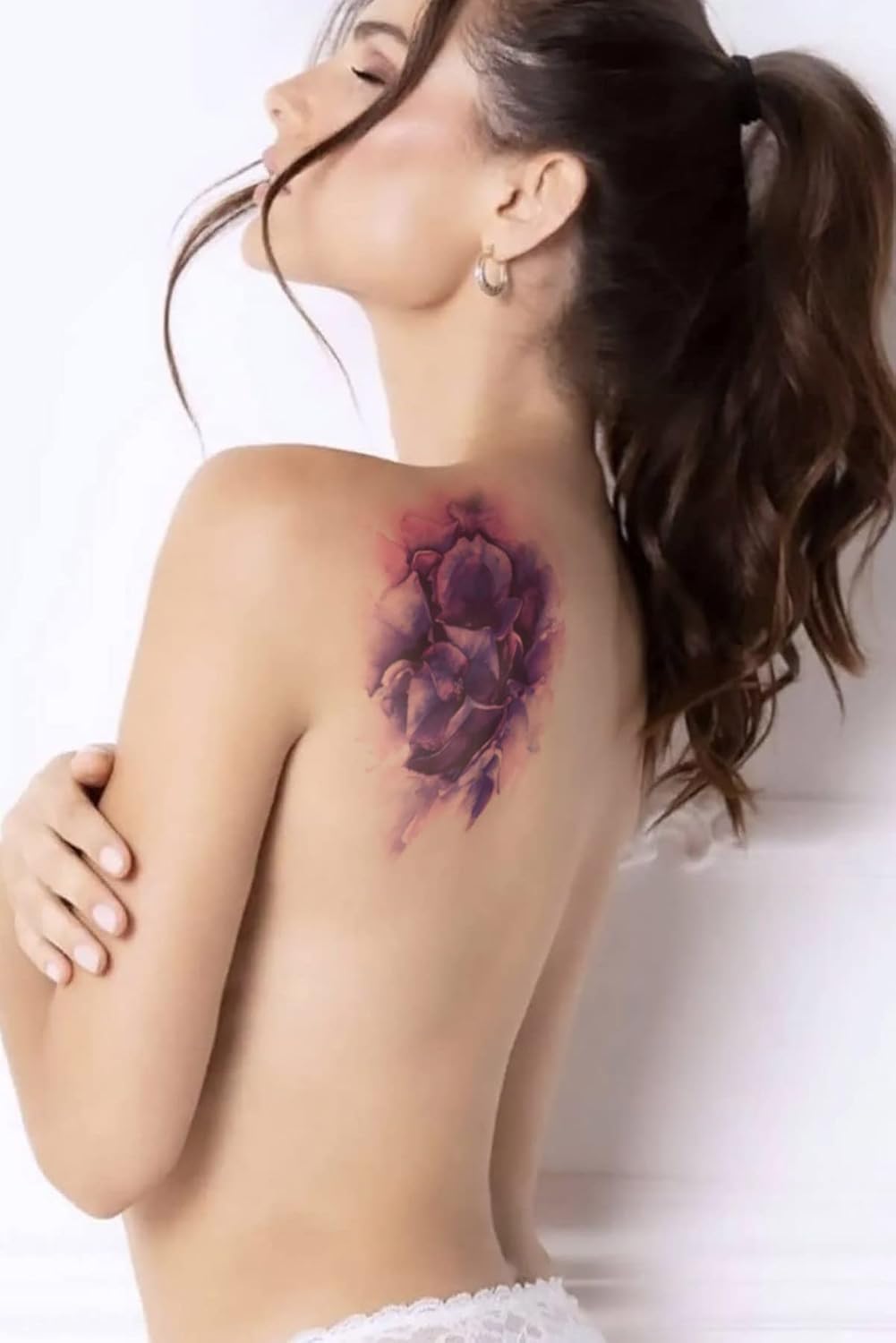 ARTİKEL Mor Çiçek Geçici Dövme,Geçici Tattoo,Vücut Dövme,Kol Bilek Dövme,Boyun Dövme,Sırt Dövme
