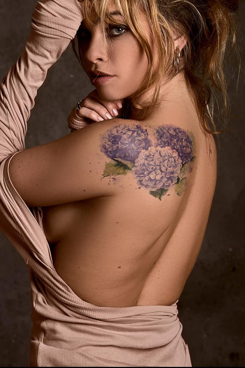 ARTİKEL Mor Ortanca Geçici Dövme,Geçici Tattoo,Vücut Dövme,Kol Bilek Dövme,Boyun Dövme,Sırt Dövme