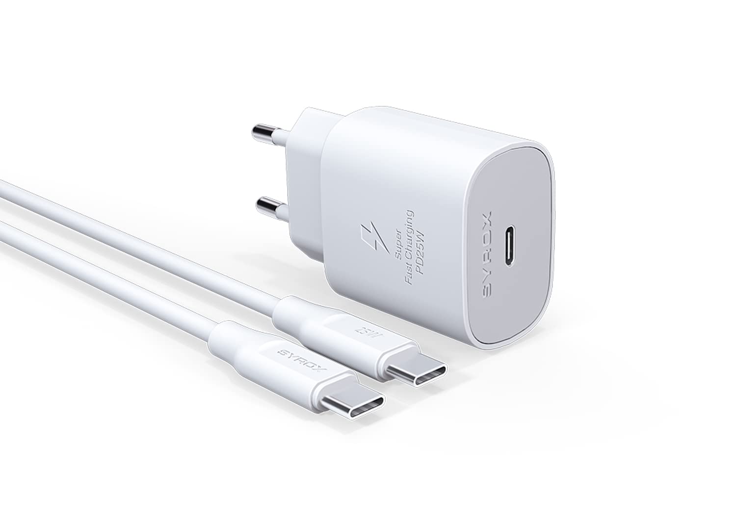 Syrox PD25T Q3.0 Pd 25W Type-C To Type-C Hızlı Şarj Aleti Set Beyaz