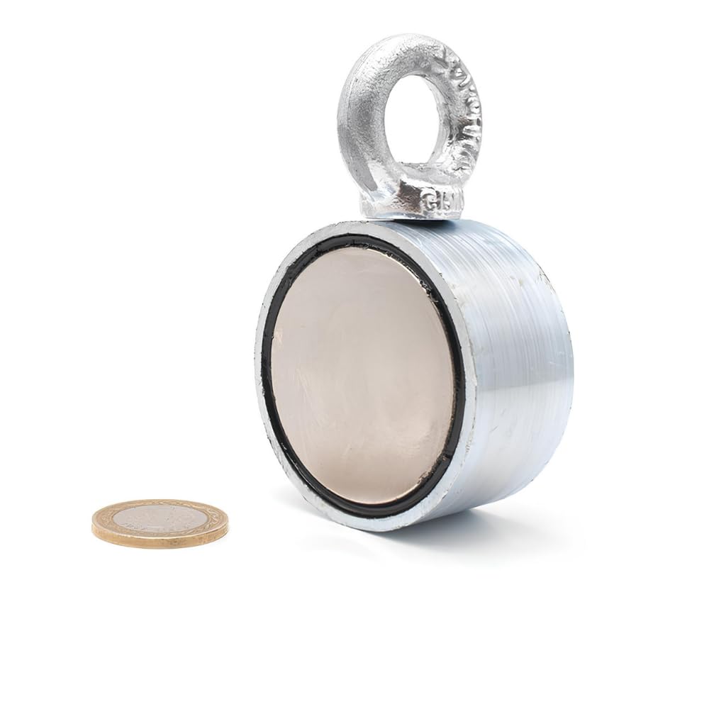 MNS Magneteksan Çift Taraflı (Double Sided) Pot Mıknatıs Ø60 mm Fishing Magnet - 360° Çekim Gücü - 150-200 kg - Deniz Mıknatısı
