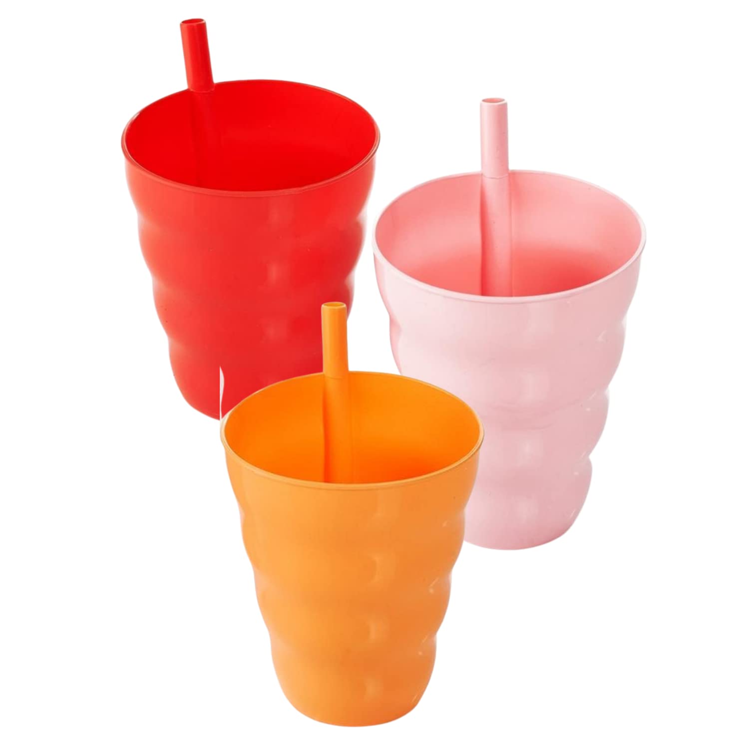 3’lü Pipetli Bardak Yeniden Kullanılabilir Yürümeye Başlayan Bardaklar Plastik Çocuk Bardaklar Dökülmeye Karşı Korumalı Buzlu Kahve Fincanları Çocuklar Partisi Renkli Asorti Bebek Bardağı Funny Lips