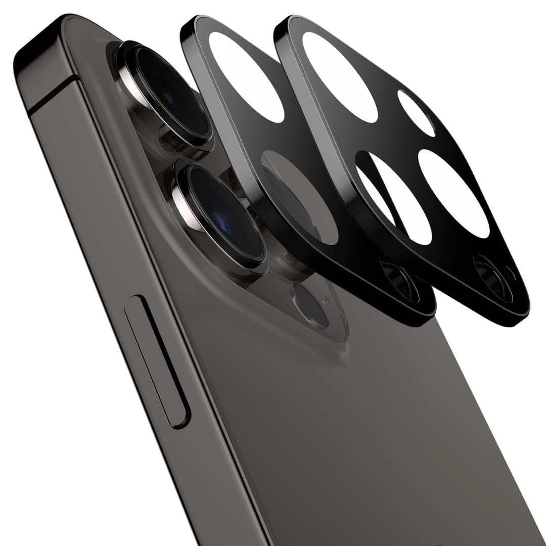 Spigen Caseology Apple iPhone 14 Pro Max / 14 Pro ile Uyumlu Kamera Lens Camı Koruyucu Black (2 Adet) - AGL05292