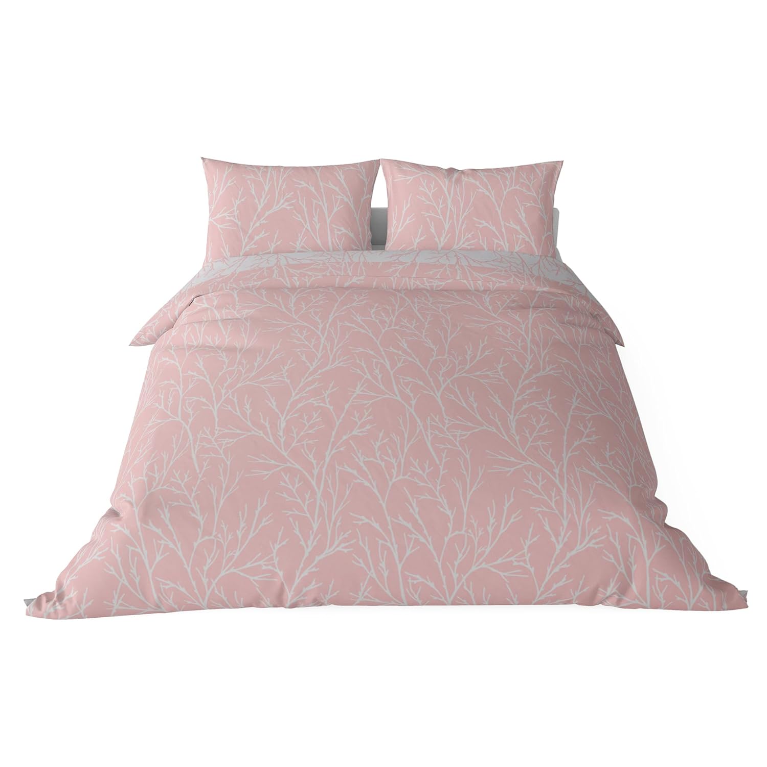 Brielle Düz Pamuk Saten Nevresim Setleri, Pembe, King Size
