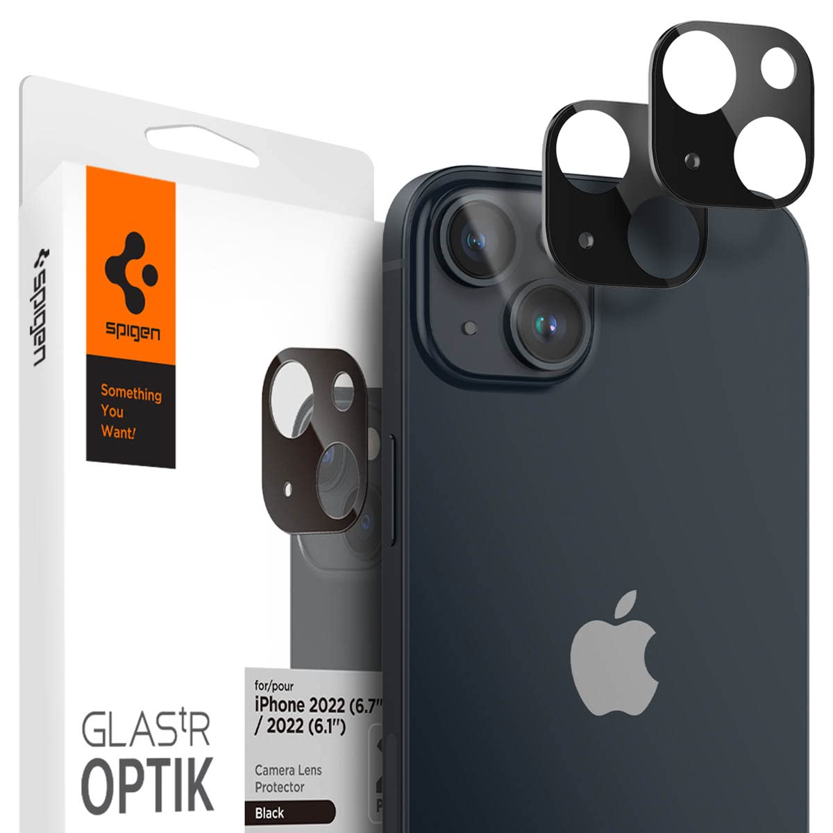 Spigen Apple iPhone 14 / 14 Plus ile Uyumlu Kamera Lens Camı Koruyucu GLAS.tR Optik (2 Adet) Black - AGL05274
