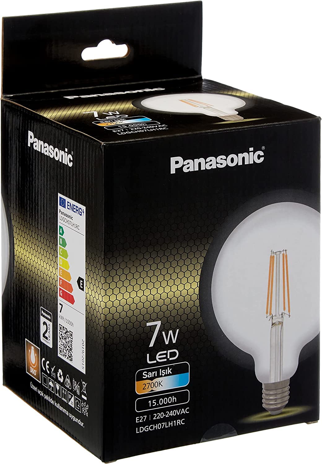Panasonic E27 Fil G125 Lamba 7W 806Lm 2700K Clear